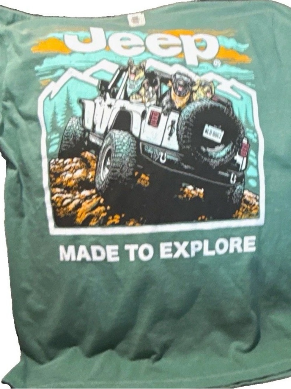 NWT Jeep "Made to Explore" Off-Road Trip Graphic T-Shirt - Sage Green - Size M